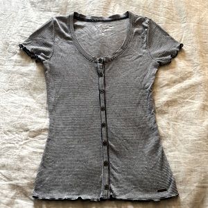 Hollister, Blue and White, Button Up Top, Small